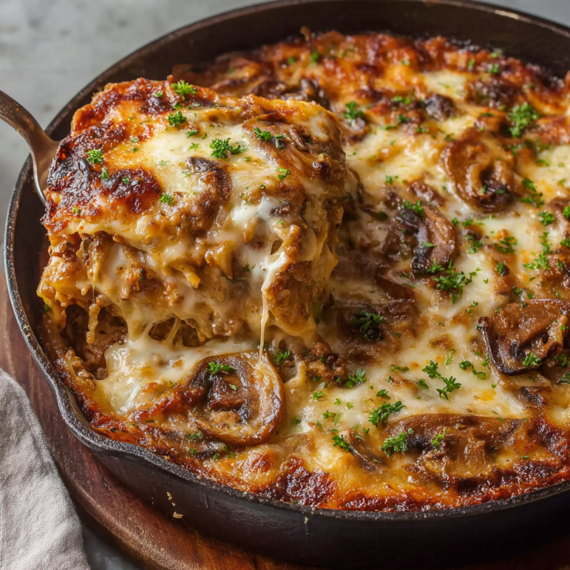 A close up of a French Onion Potato Bake.