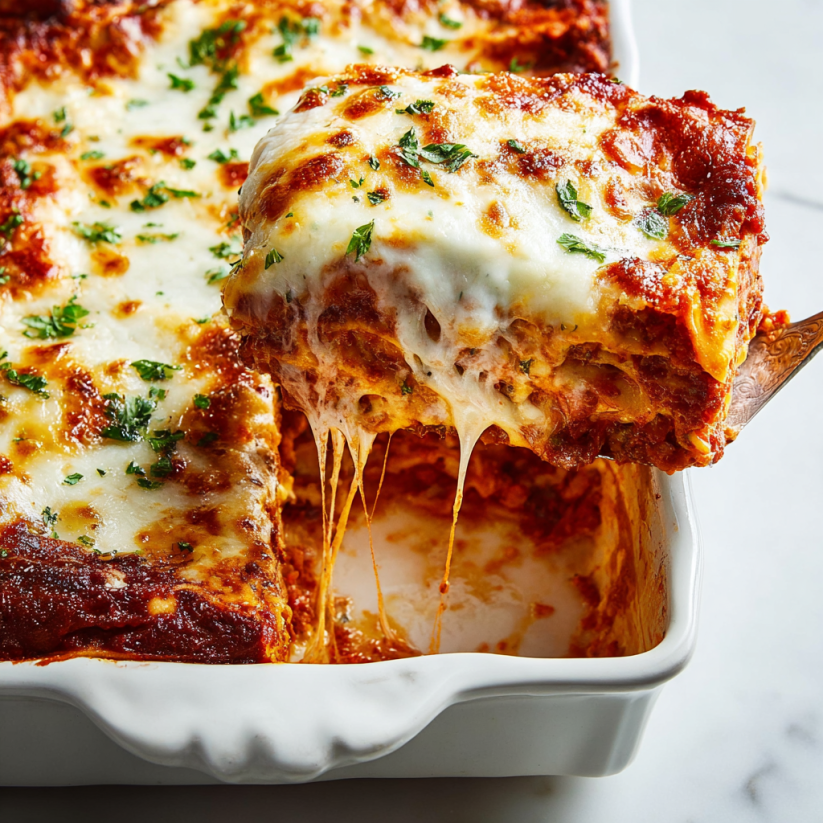 A slice of eggplant parmesan.