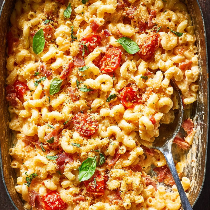 A dish of baked feta pasta.