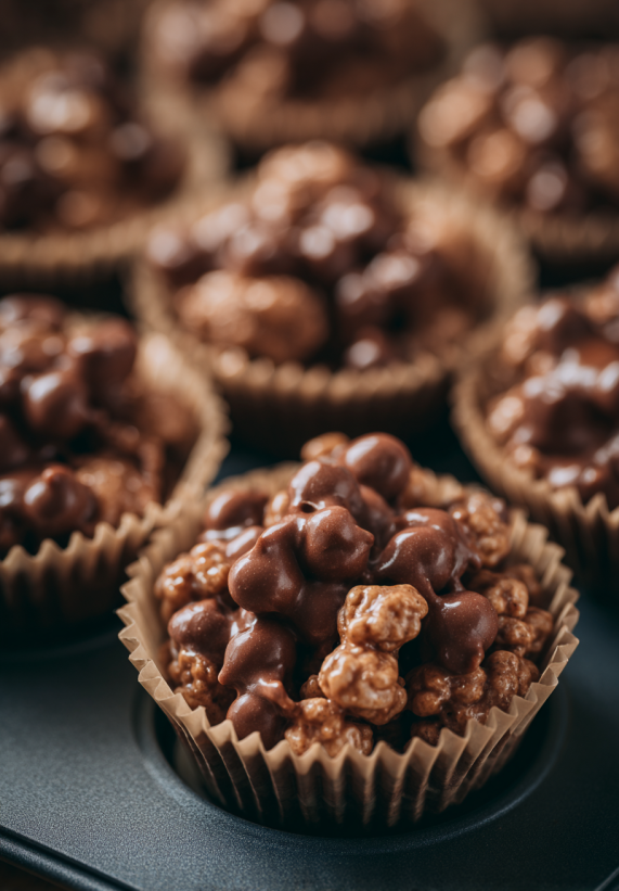 A bowl of chocolate covered marshmallows.