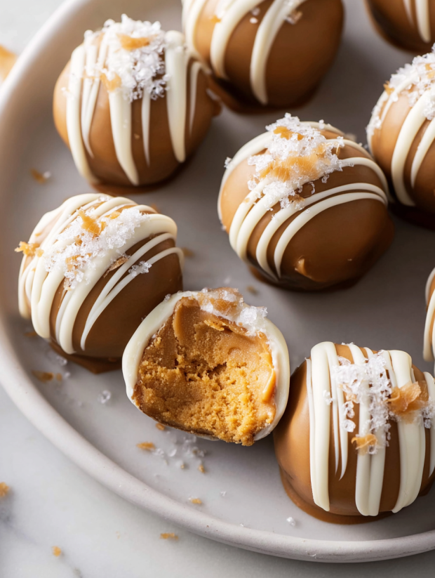 A plate of cookie butter truffles.