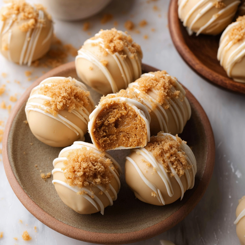 A plate of cookie butter truffles.