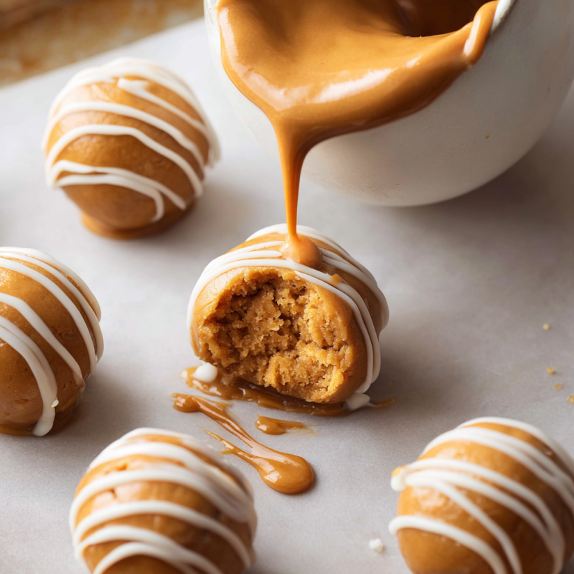 Cookie butter truffles with drizzled caramel.