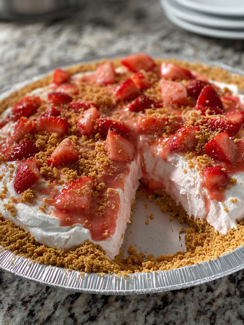 A slice of strawberry crunch pie.
