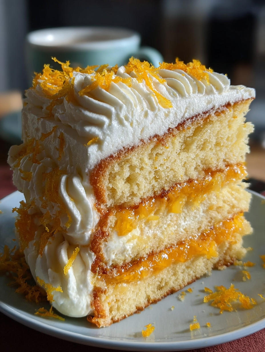 A slice of orange creamsicle cake.