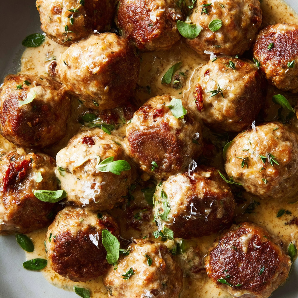 A plate of meatballs covered in sauce.