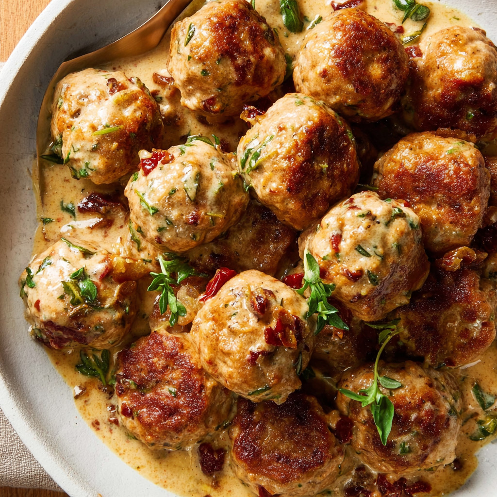 A plate of meatballs covered in sauce.