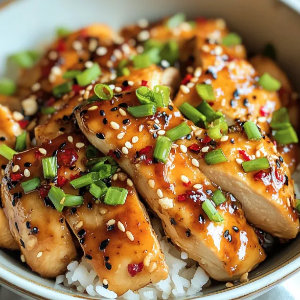 A bowl of honey garlic chicken with rice.