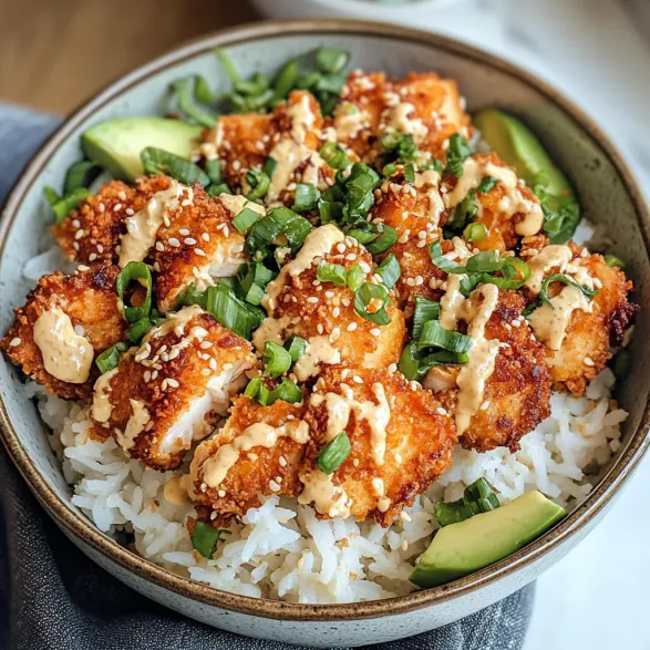 A bowl of crispy bang bang chicken.