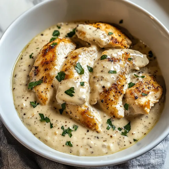 A bowl of creamy ranch chicken.