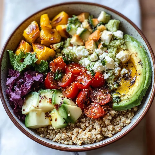 A bowl of food with a variety of ingredients.