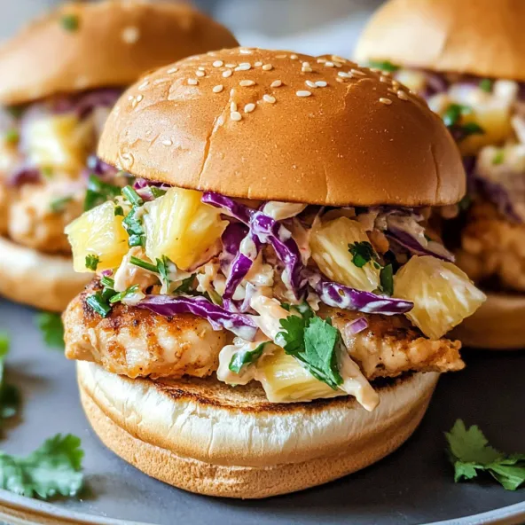 Coconut chicken sliders with pineapple slaw.