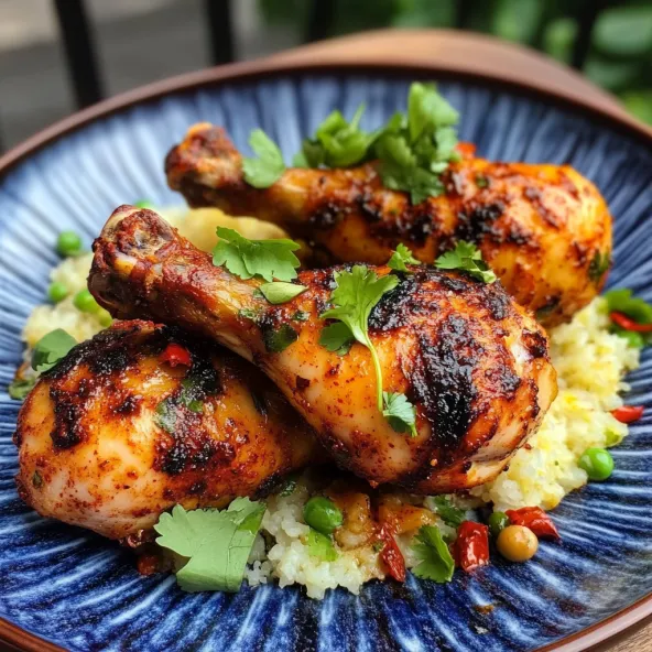 A plate of garlic and paprika chicken drumsticks.