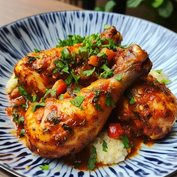 A plate of garlic and paprika chicken drumsticks.