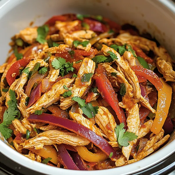 A bowl of chicken fajitas with peppers and onions.
