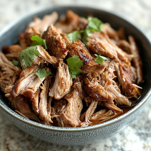A bowl of pork carnitas with green onions.