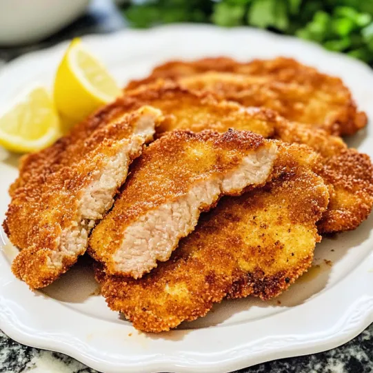 A plate of chicken with lemon wedges on top.