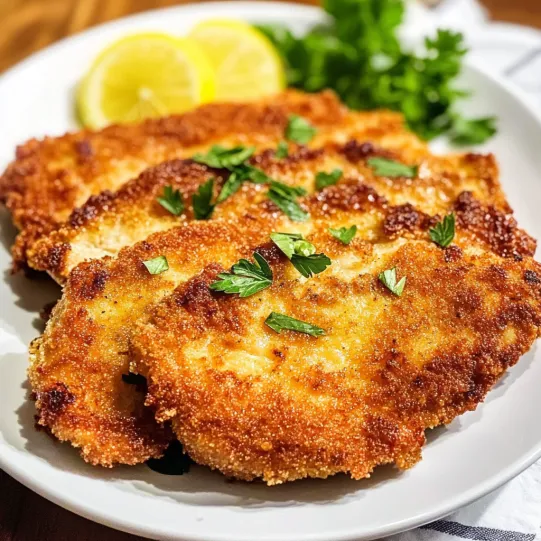 A plate of chicken with lemon wedges on top.