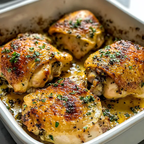 A pan of chicken with herbs and spices.