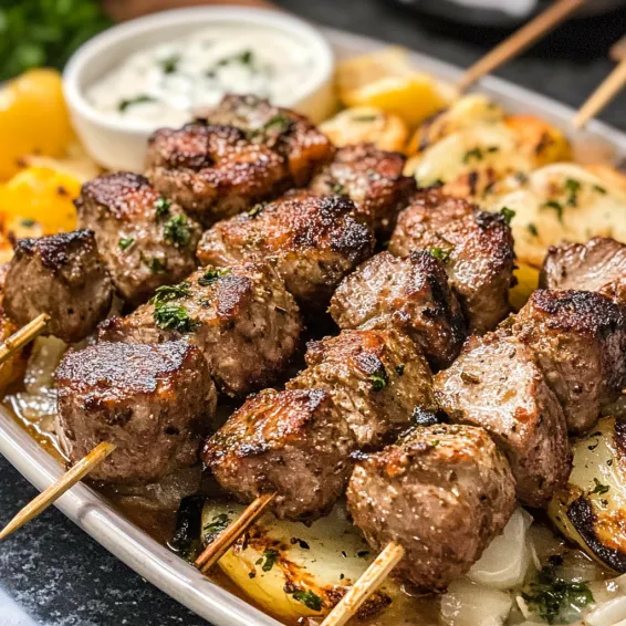 A plate of meat and vegetables.