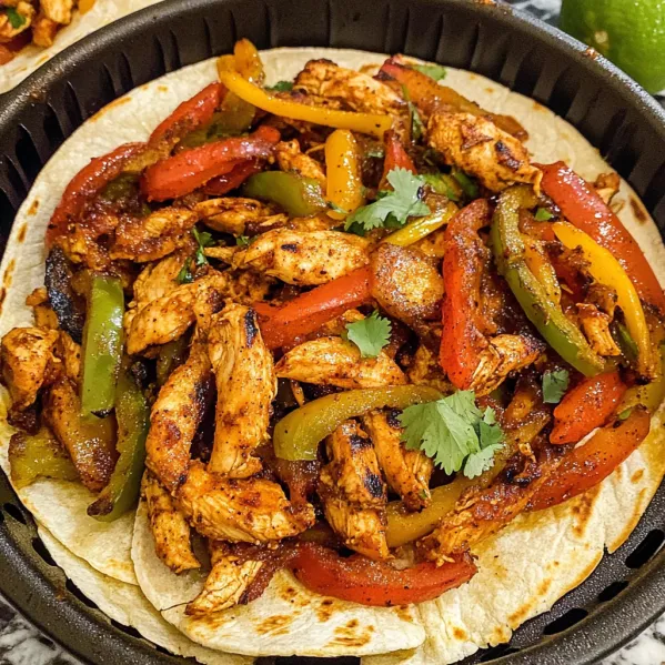 A plate of food with chicken, peppers, and onions.