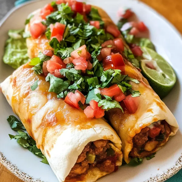 Two burritos with tomatoes and lettuce.