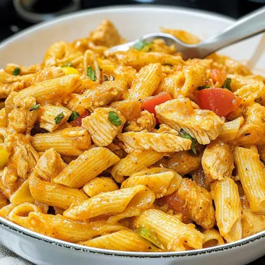 A plate of pasta with meat and vegetables.