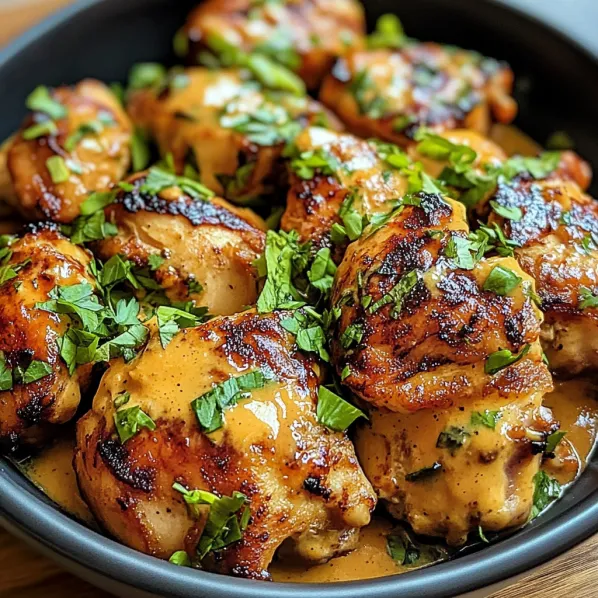 A bowl of chicken with sauce.