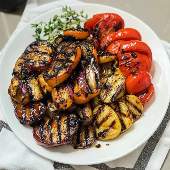 A white plate with a variety of food items on it.