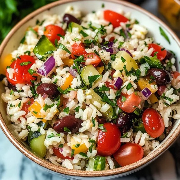 A bowl of rice with vegetables.