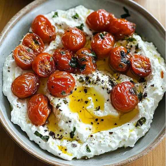A bowl of food with tomatoes and cheese.