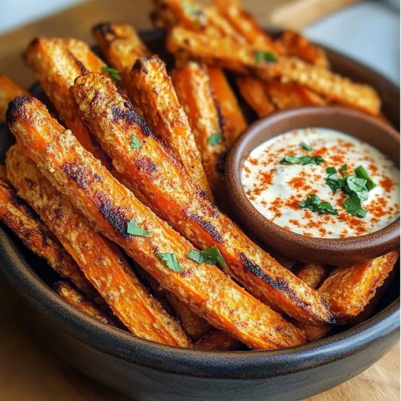 A bowl of fries with a dipping sauce.
