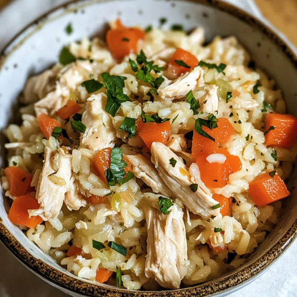 A bowl of rice and chicken.