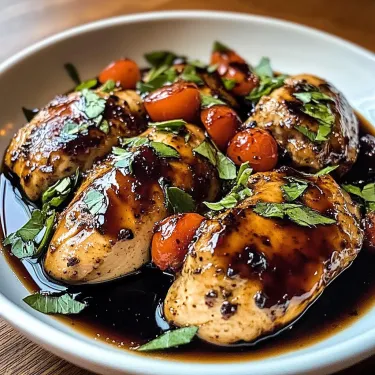 A bowl of chicken with sauce and vegetables.