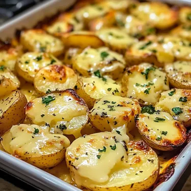 A dish of potatoes and cheese.