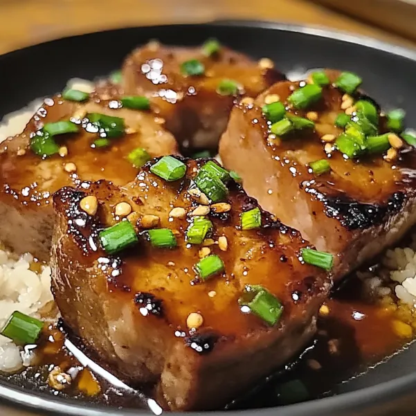 A bowl of meat with green onions.