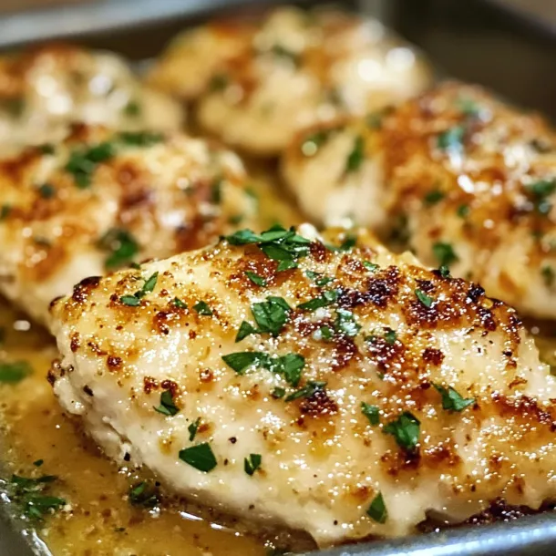 Chicken with herbs in a pan.