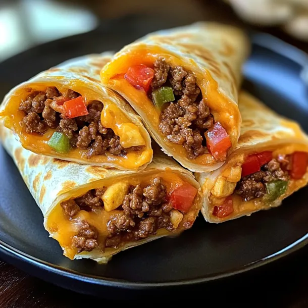 A plate with two burritos on it.
