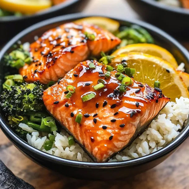 A bowl of food with fish and rice.