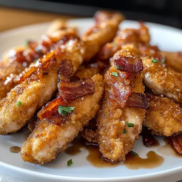 Bacon wrapped chicken on a plate.