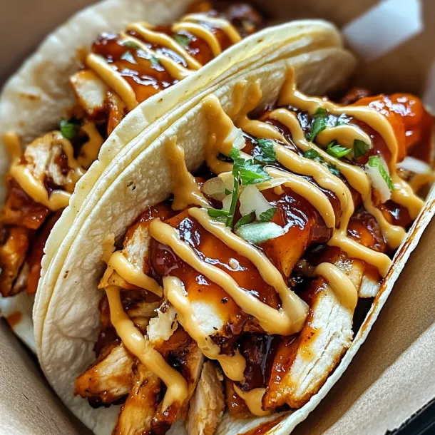 A taco with chicken and sauce.