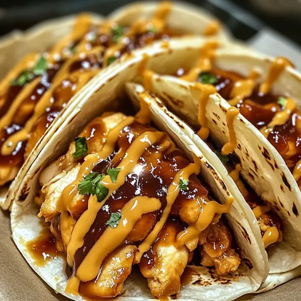 A plate of food with chicken and sauce.
