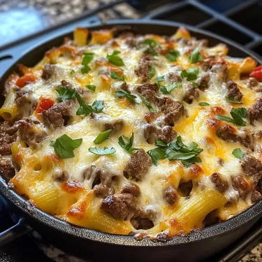 A pan of food with a green topping.