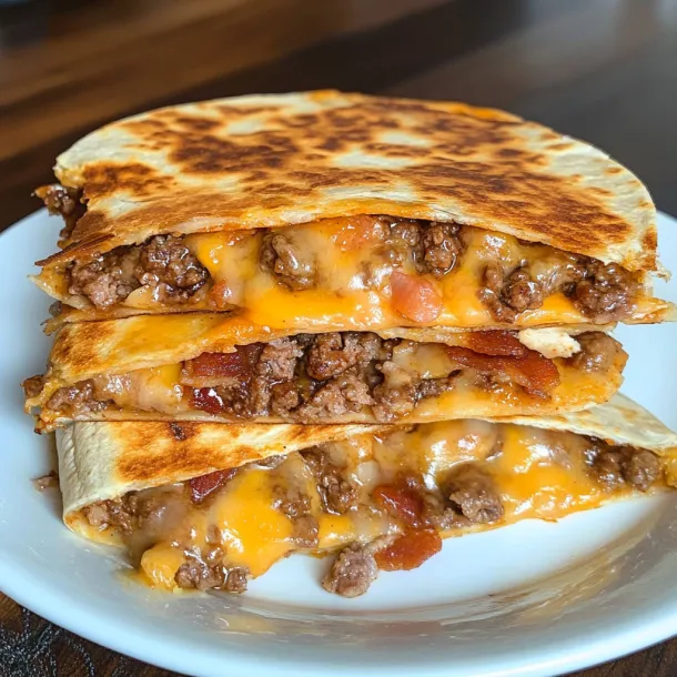 A stack of three tacos on a plate.