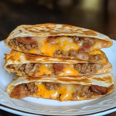 A stack of bacon and cheese sandwiches.