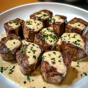A plate of meat with sauce.
