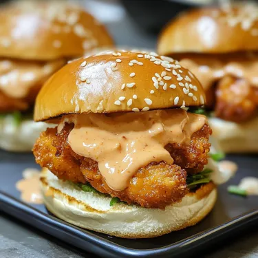 A plate of chicken sandwiches with sauce.