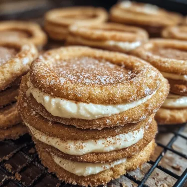 A stack of donuts with powdered sugar.