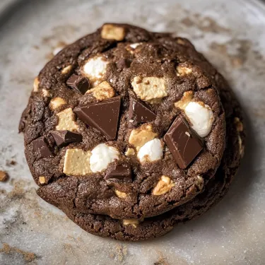 A chocolate chip cookie with marshmallows.