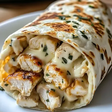A chicken wrap with cheese.